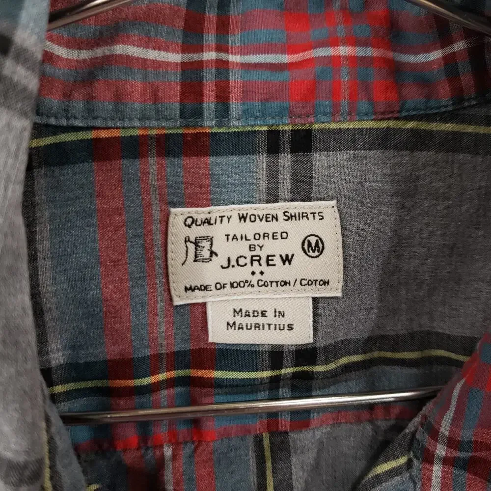 J Crew Shirt Mens Medium Gray Multi Plaid Long Sleeve Casual Comfort Button Down